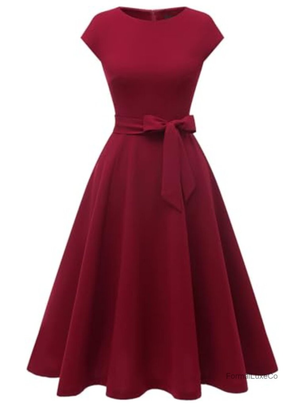 DRESSTELLS Womens A-Line Midi Cocktail Dress Cap Sleeve Wedding Guest Formal